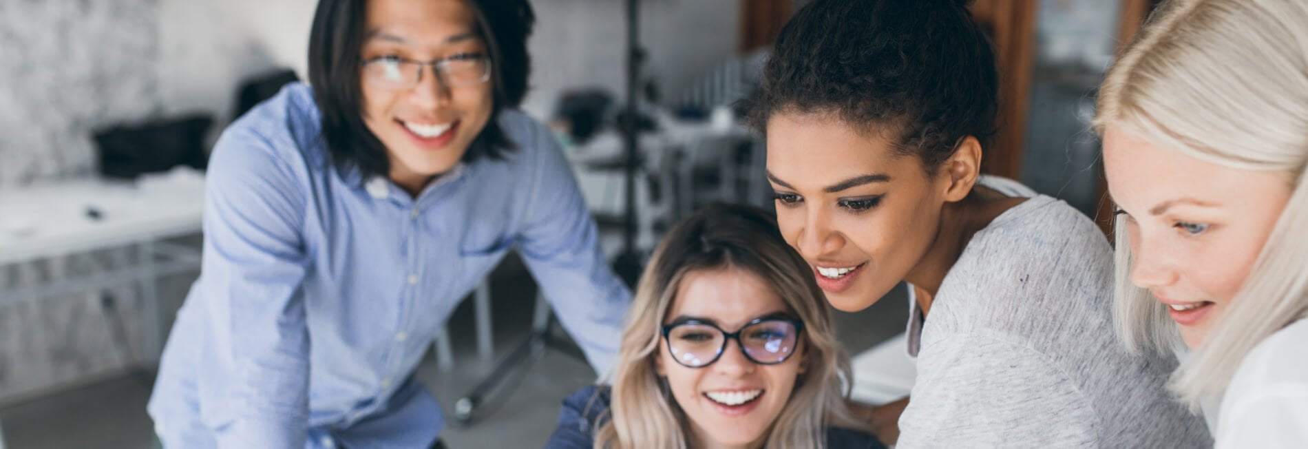 office group looking at screen