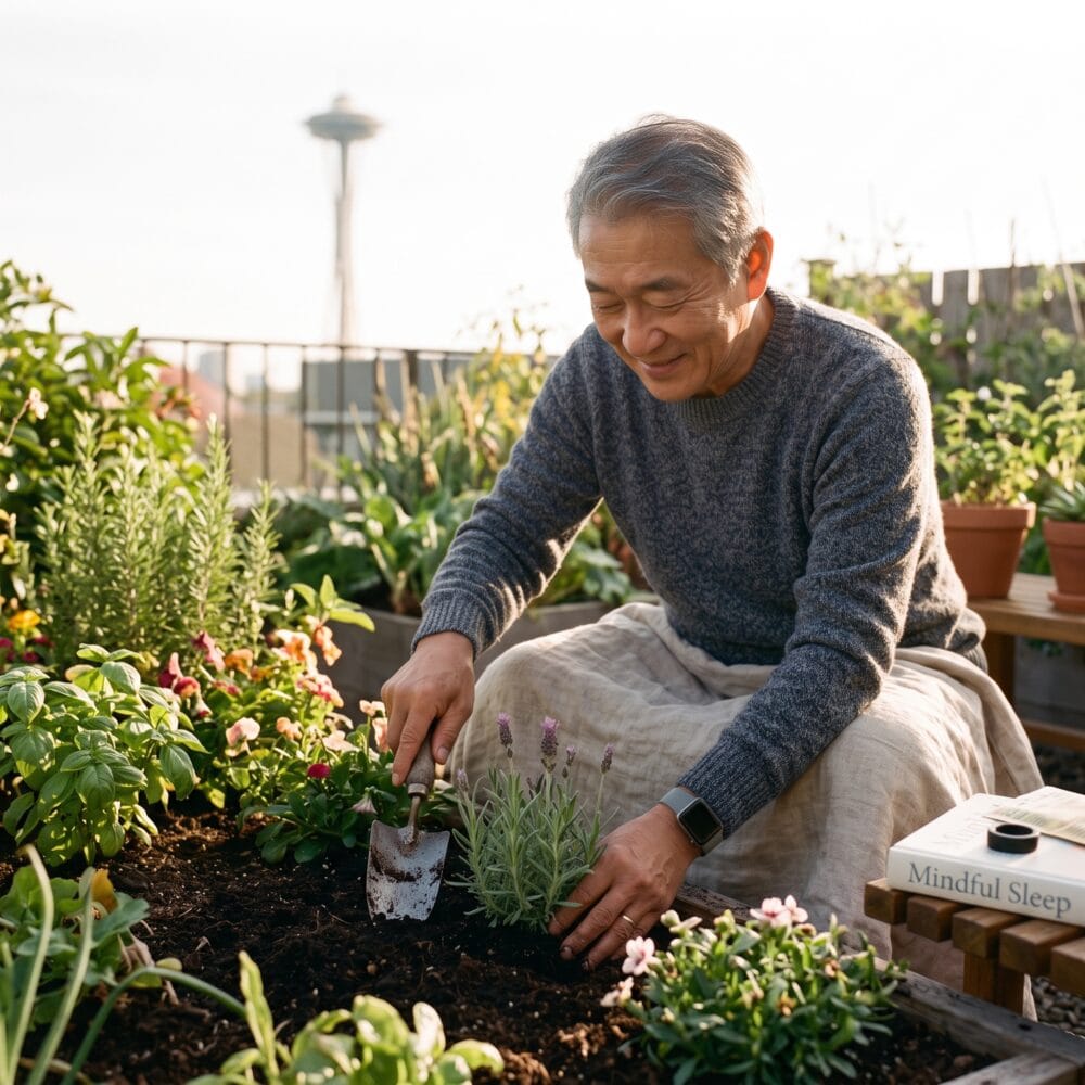 senior man gardening