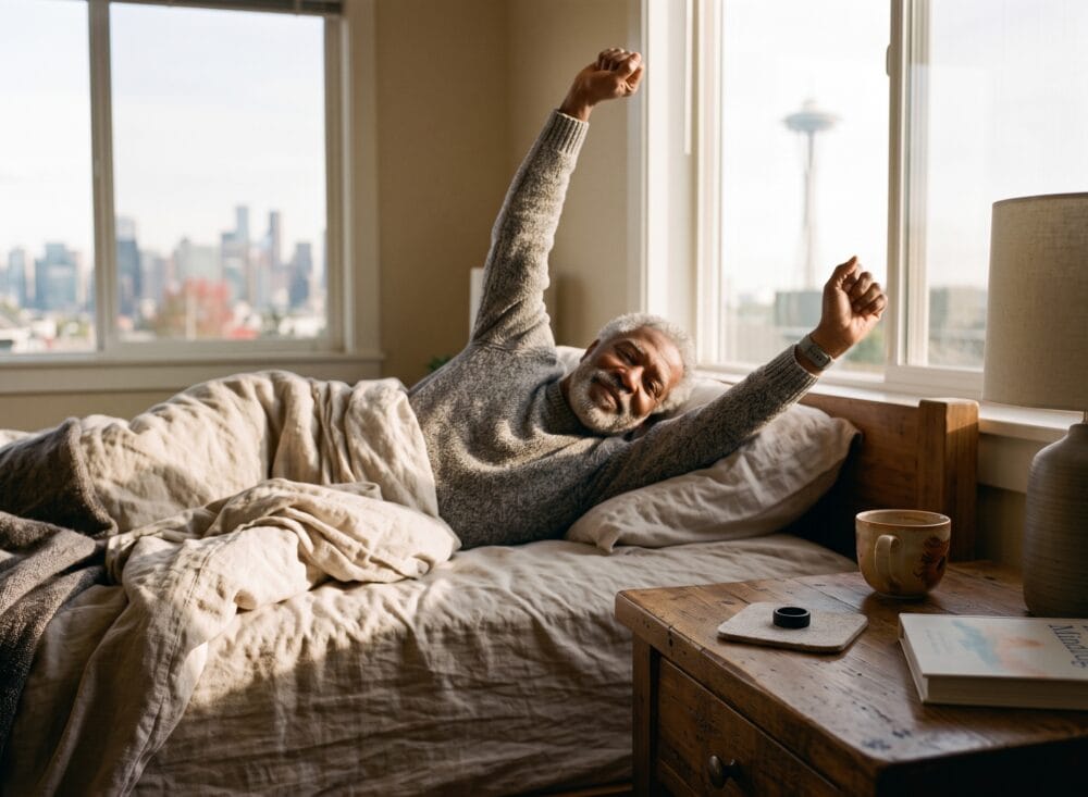 man waking up