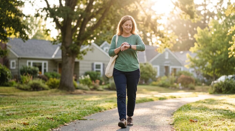 woman walking in park