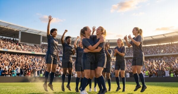 women soccer celebration