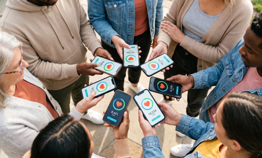 People contributing smartphone health data to a large-scale research study