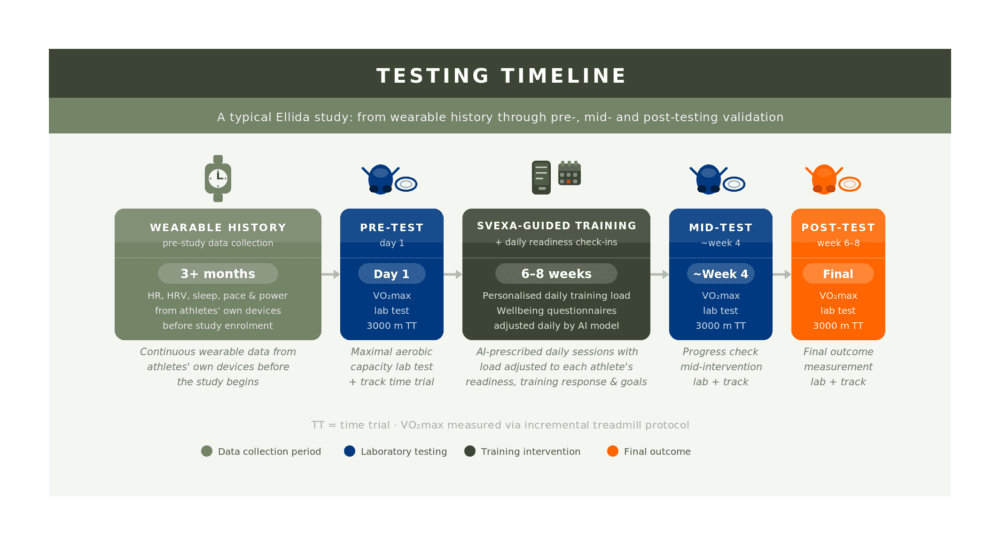 Timeline of a svexa validation study from historical data collection through pre, mid and post testing